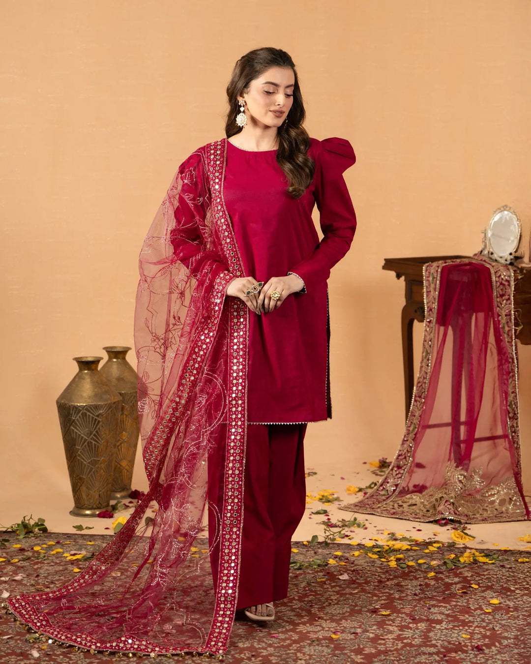 3-Piece Ready-to-Wear Rod Cotton Suit | 1184-ST-R.CT Sha Posh Textile