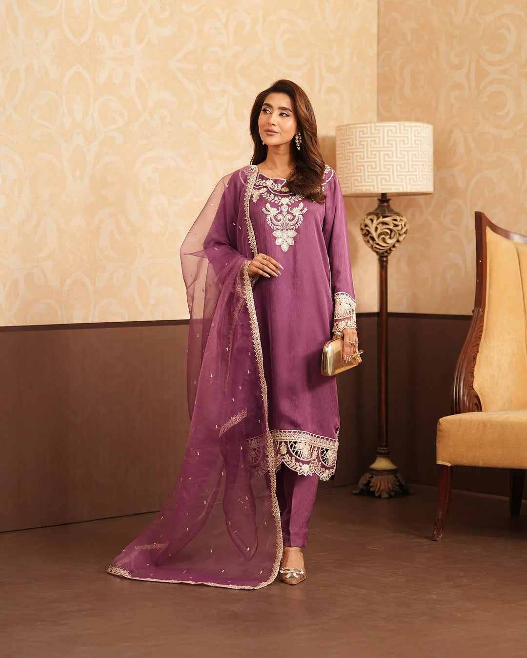 3-Piece Ready-to-Wear Silk Suit | 1312-NA-I.SLK - Sha Posh Textile