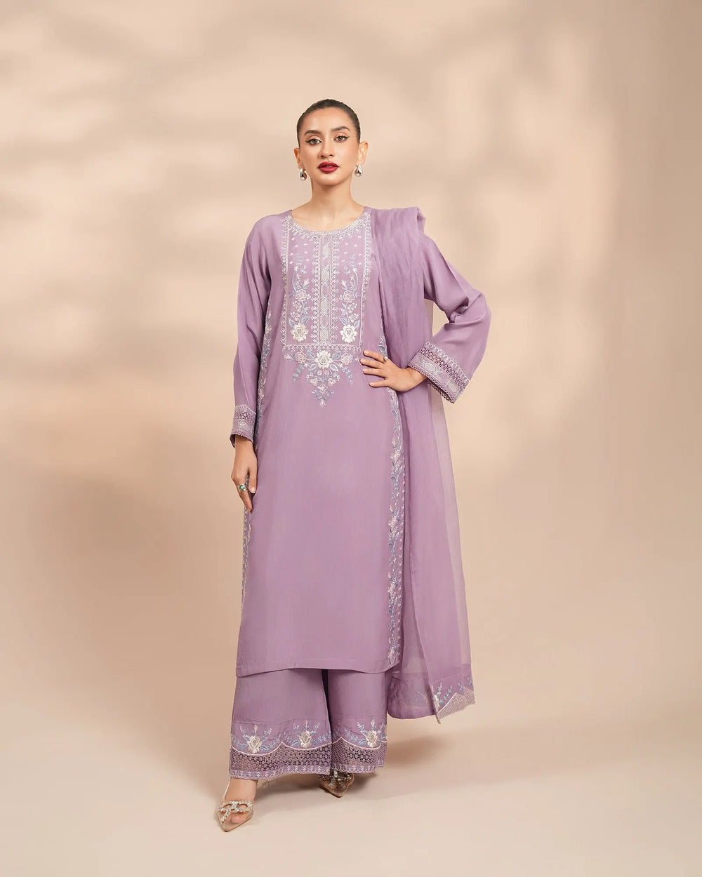 3 Piece Silk Suit Stitched | 1303-NA-SLK - Sha Posh Textile