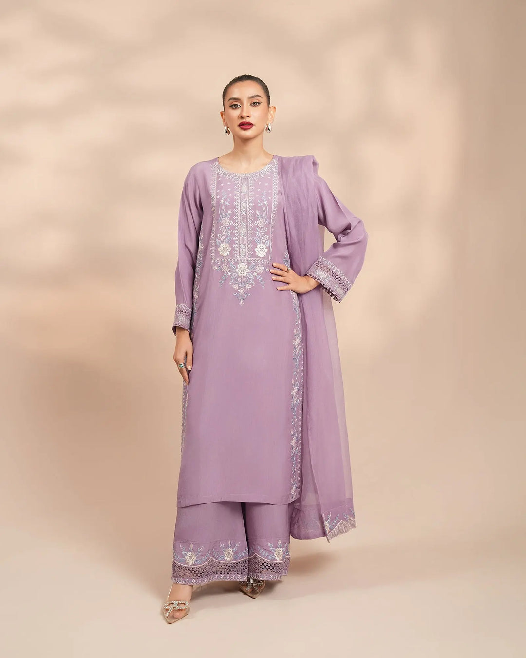 3 Piece Silk Suit Stitched | 1303-NA-SLK - Sha Posh Textile