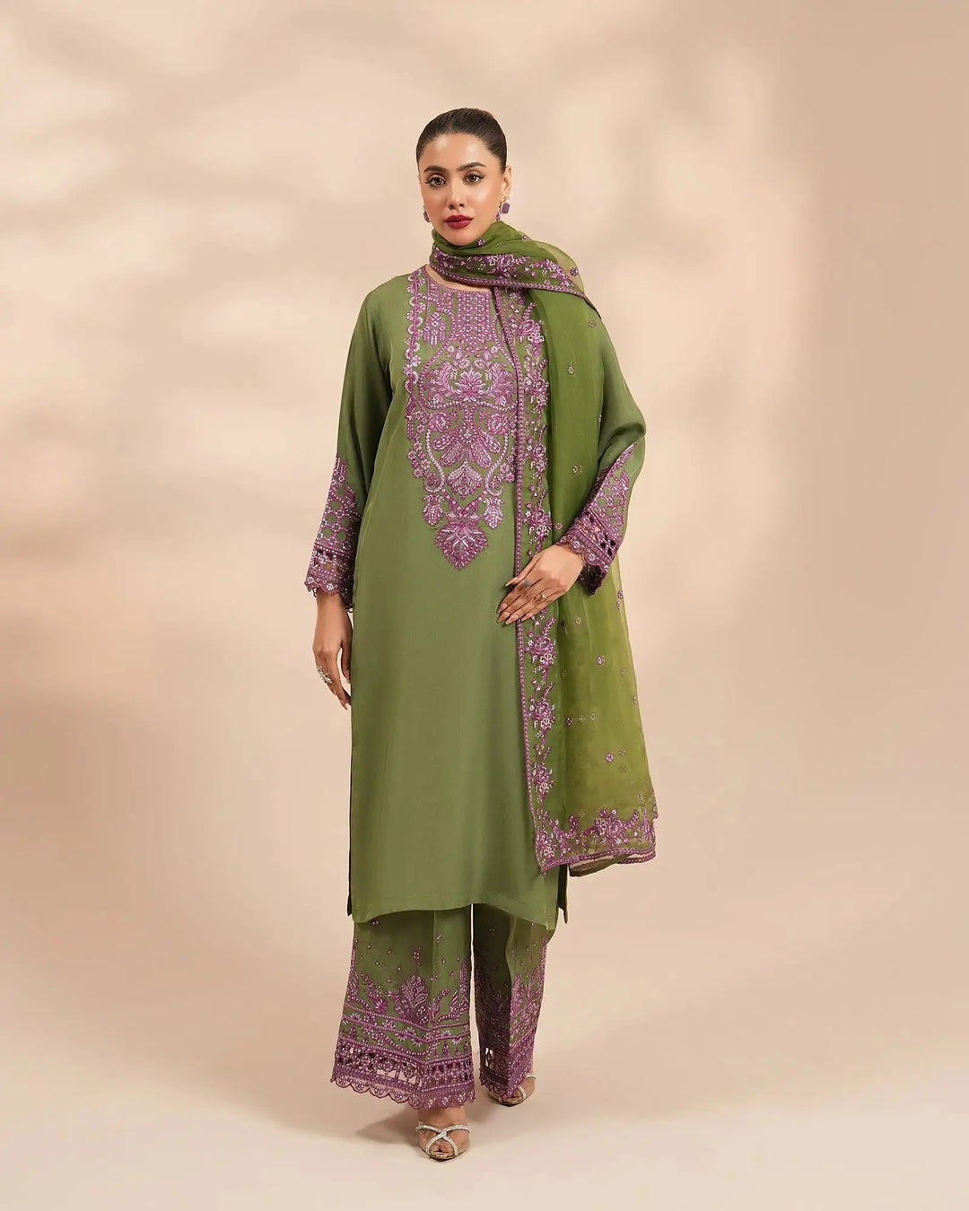 3 Piece Silk Suit Stitched | 1306-NA-SLK Sha Posh Textile