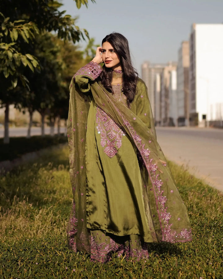 3 Piece Silk Suit Stitched | 1306-NA-SLK Sha Posh Textile