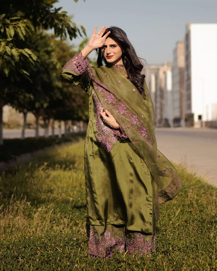 3 Piece Silk Suit Stitched | 1306-NA-SLK Sha Posh Textile