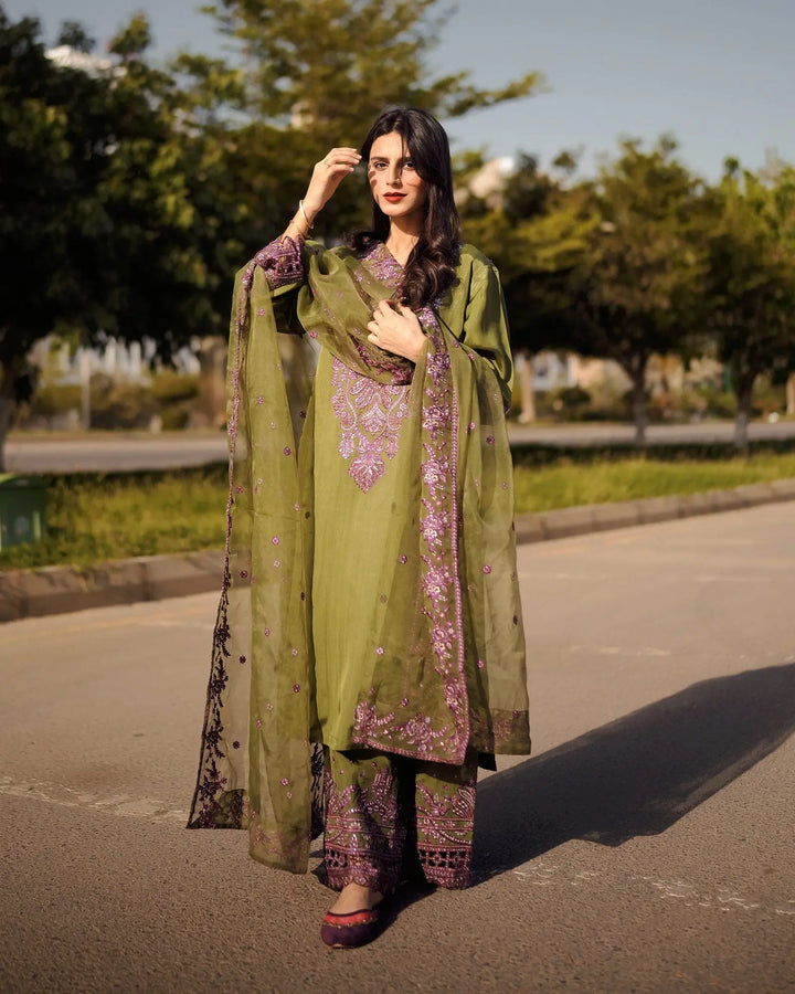 3 Piece Silk Suit Stitched | 1306-NA-SLK Sha Posh Textile