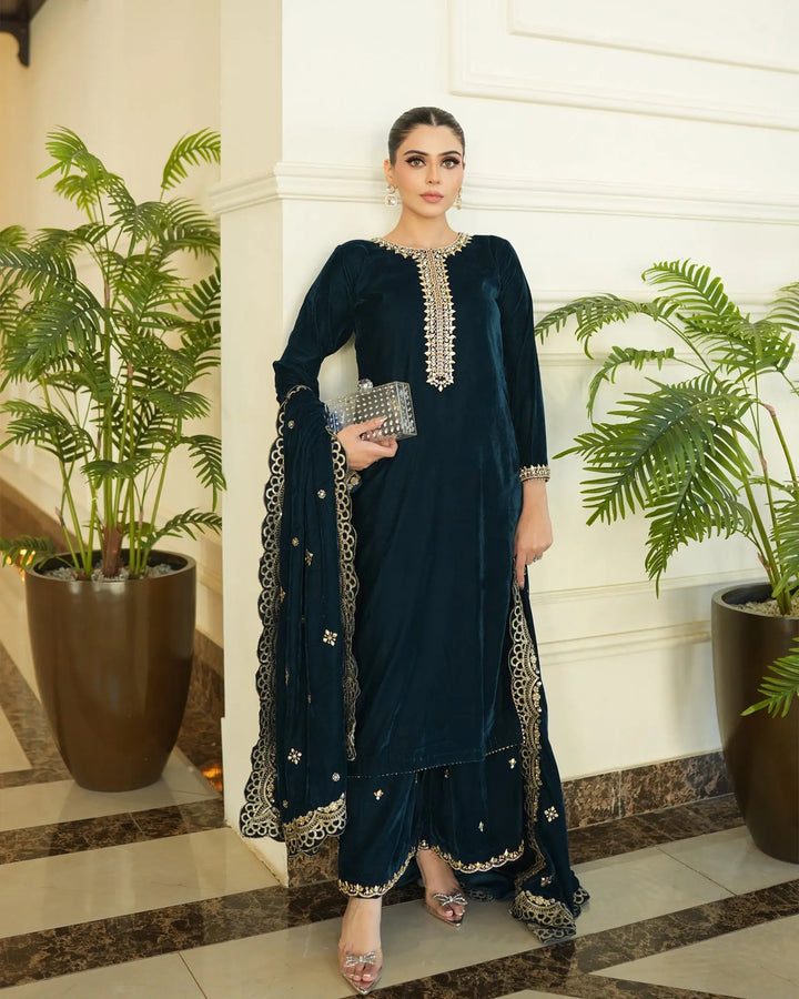 3 Piece Velvet Suit Stitched | 1130-ST-VLT - Sha Posh Textile