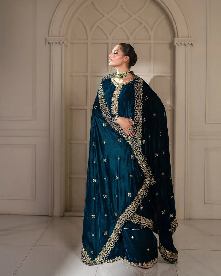 3 Piece Velvet Suit Stitched | 1130-ST-VLT - Sha Posh Textile