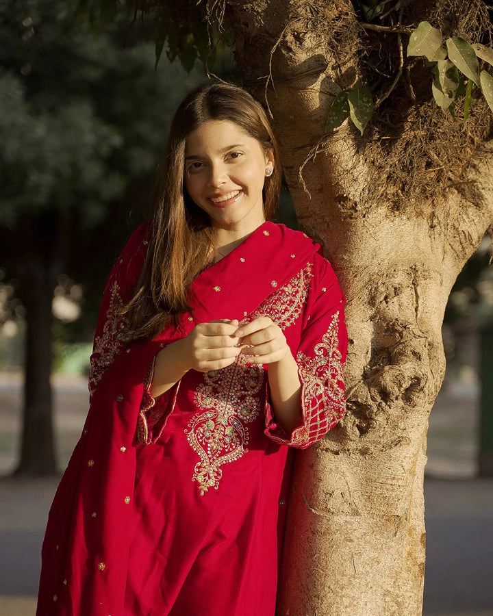 3 Piece Velvet Suit Stitched | 1132-ST-VLT - Sha Posh Textile