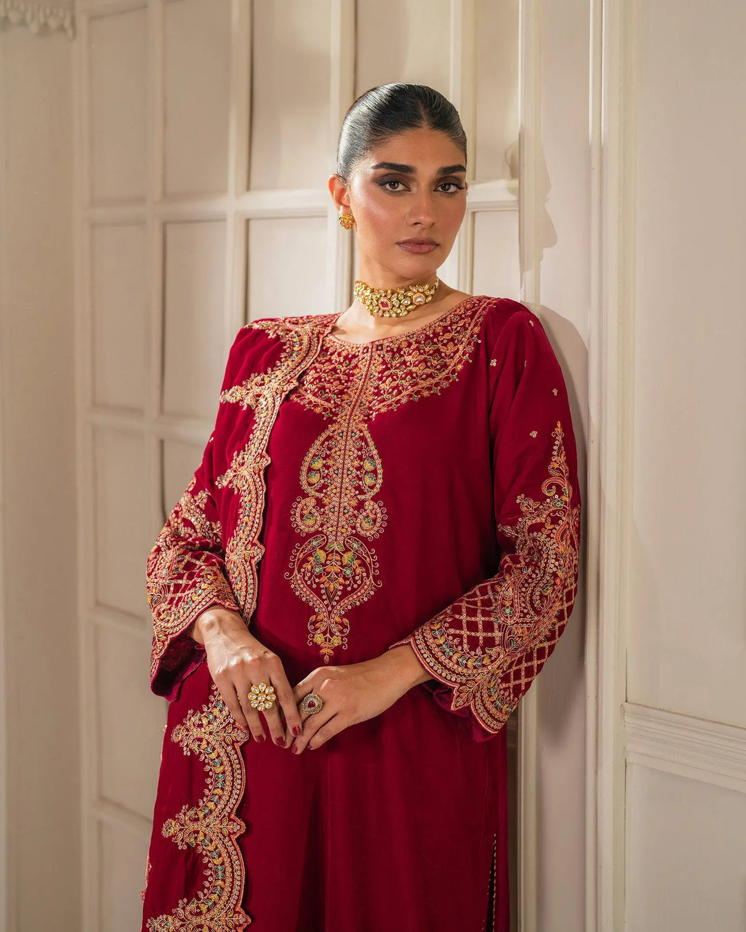 3 Piece Velvet Suit Stitched | 1132-ST-VLT - Sha Posh Textile
