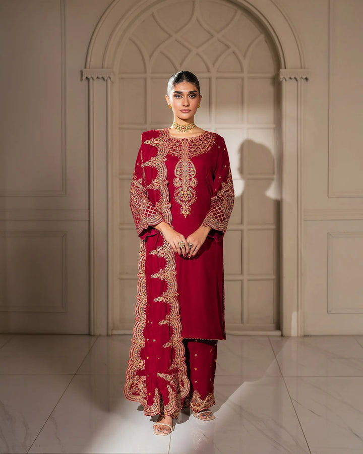 3 Piece Velvet Suit Stitched | 1132-ST-VLT - Sha Posh Textile