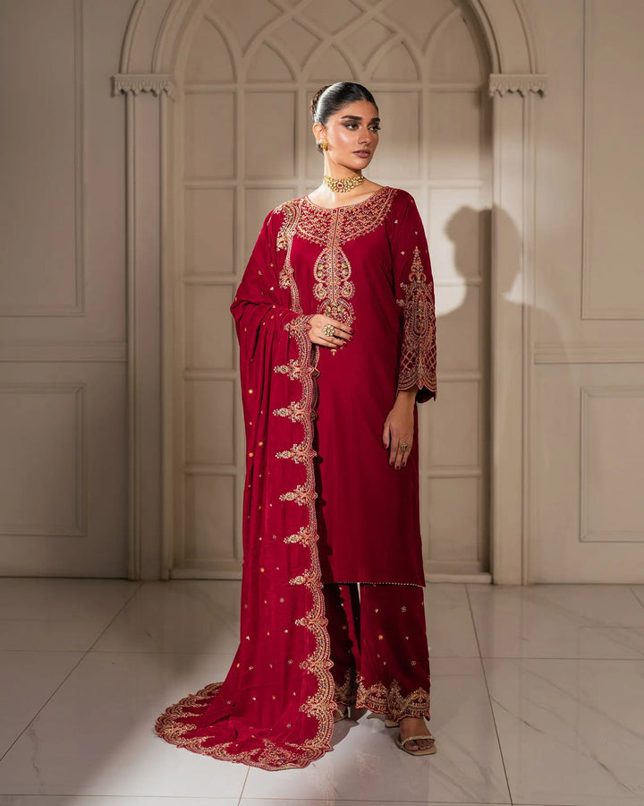 3 Piece Velvet Suit Stitched | 1132-ST-VLT - Sha Posh Textile