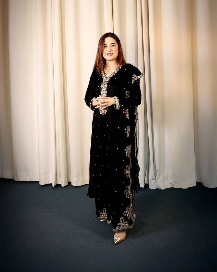 3 Piece Velvet Suit Stitched | 1133-ST-VLT - Sha Posh Textile
