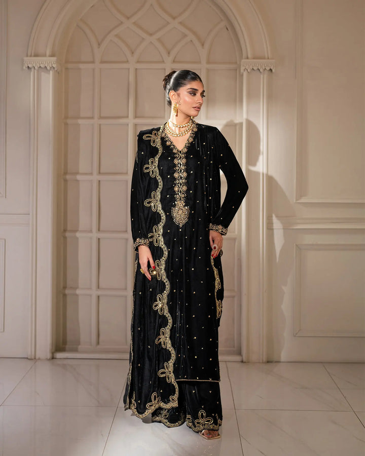 3 Piece Velvet Suit Stitched | 1133-ST-VLT - Sha Posh Textile