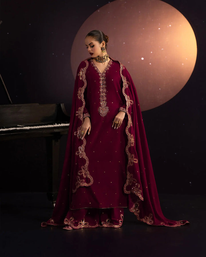 3 Piece Velvet Suit Stitched | 1133-ST-VLT - Sha Posh Textile