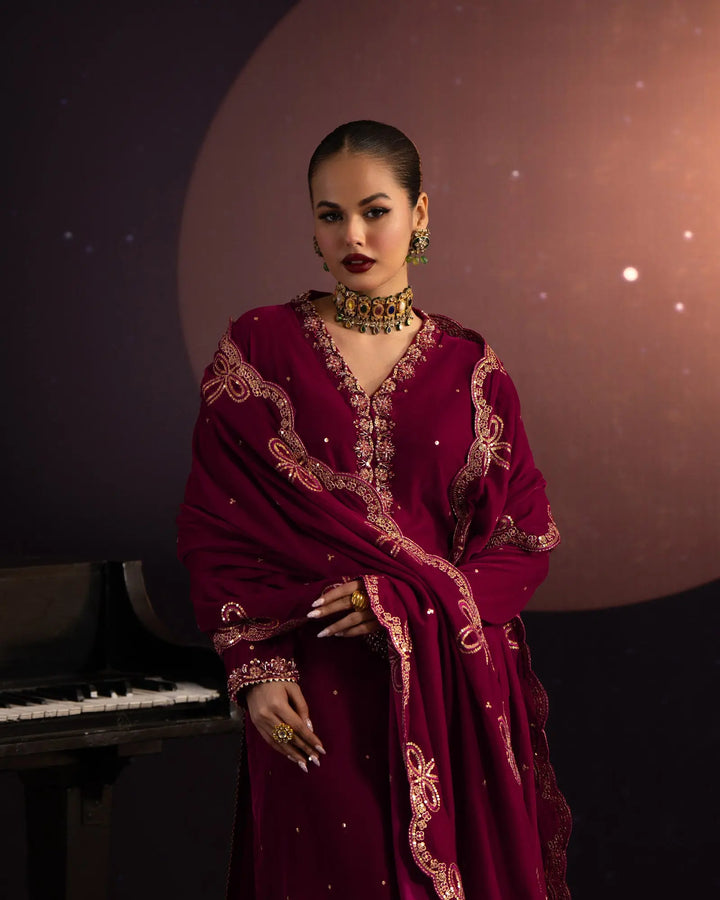 3 Piece Velvet Suit Stitched | 1133-ST-VLT - Sha Posh Textile