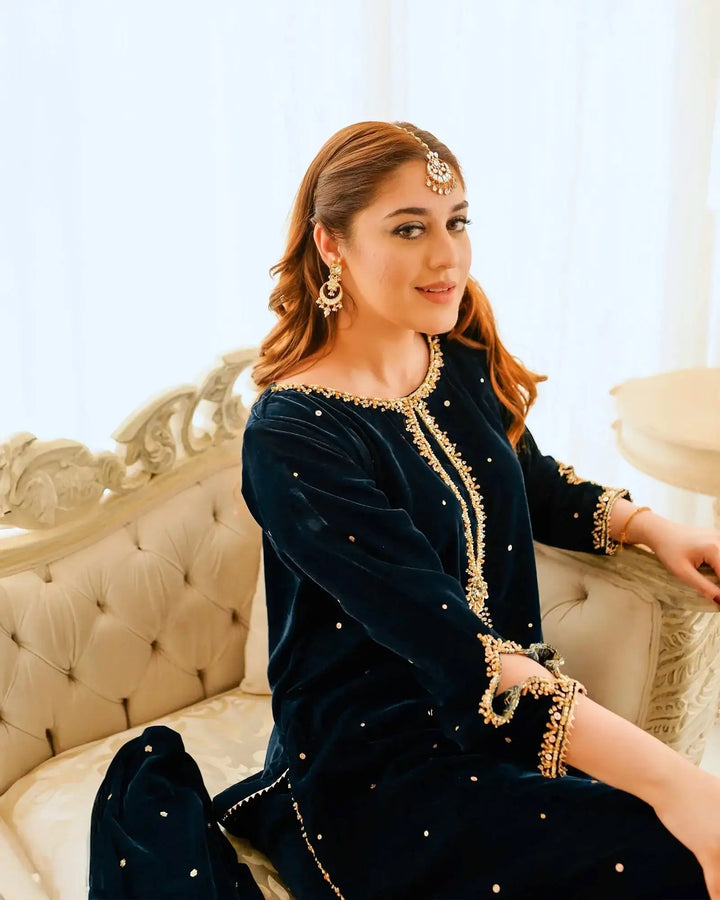 3 Piece Velvet Suit Stitched | 1129-ST-VLT - Sha Posh Textile