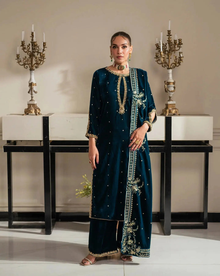 3 Piece Velvet Suit Stitched | 1129-ST-VLT - Sha Posh Textile