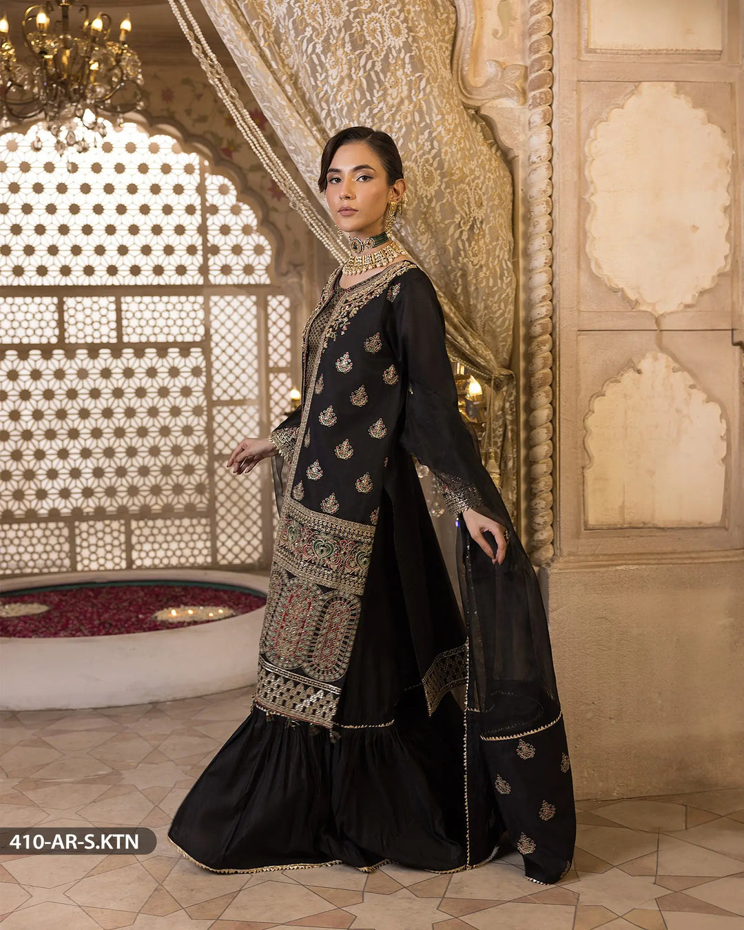 4 Piece Embroidered Suit | 410-AR-S.KTN - Sha Posh Textile