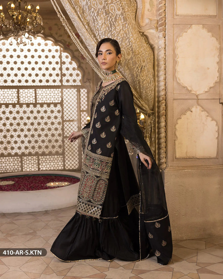 4 Piece Embroidered Suit | 410-AR-S.KTN - Sha Posh Textile