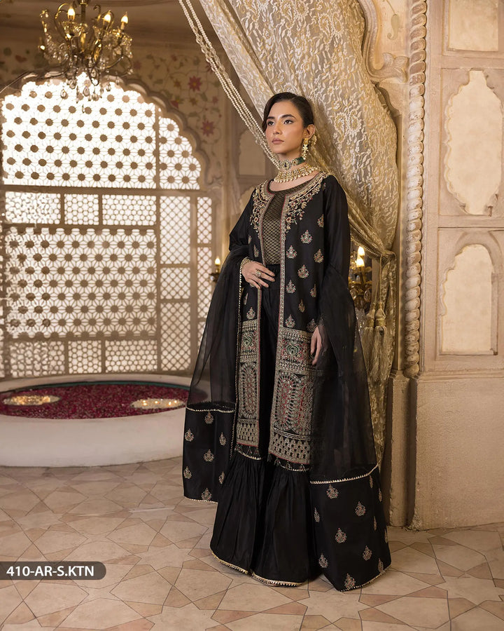 4 Piece Embroidered Suit | 410-AR-S.KTN - Sha Posh Textile