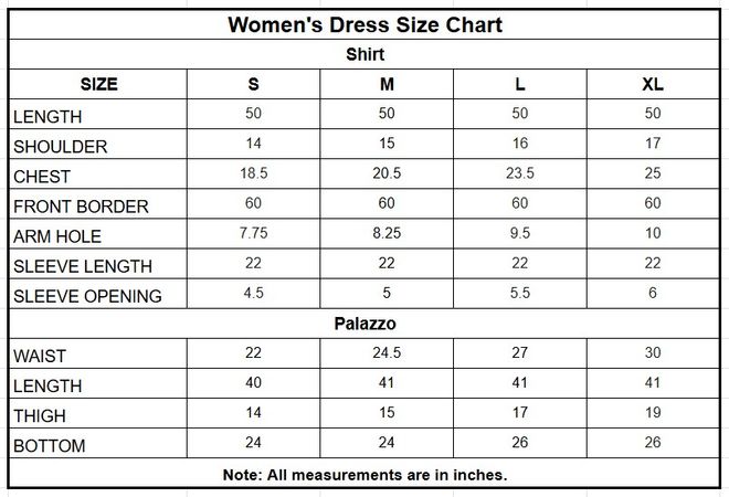 Chiffon 3PC | 4079 size chart