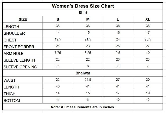 Plain Paper Katan 3PC | 4126 size chart