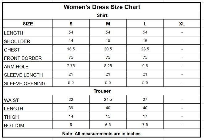 Chambray Katan Maxi | 9502 size chart