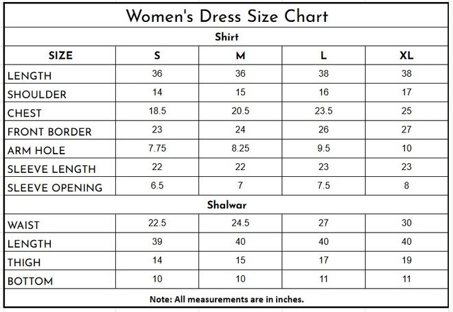 Plain Paper Katan 3PC | 9750 size chart