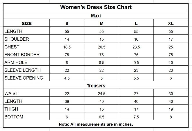 Plain Paper Katan Maxi | 9766 size chart