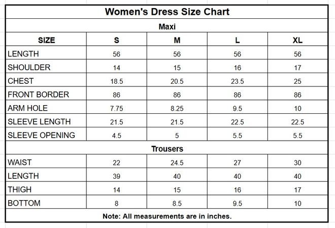 Chiffon Maxi | 9776 size chart
