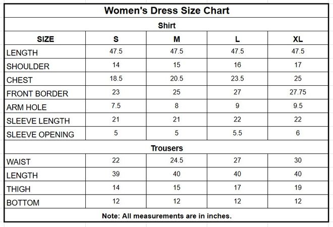 Women’s Semi Pure Organza Tilla Embroidered 3PC Suit Pakistan size chart
