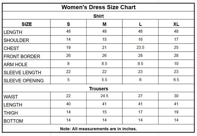 Raw Silk 3PC | 9816 size chart