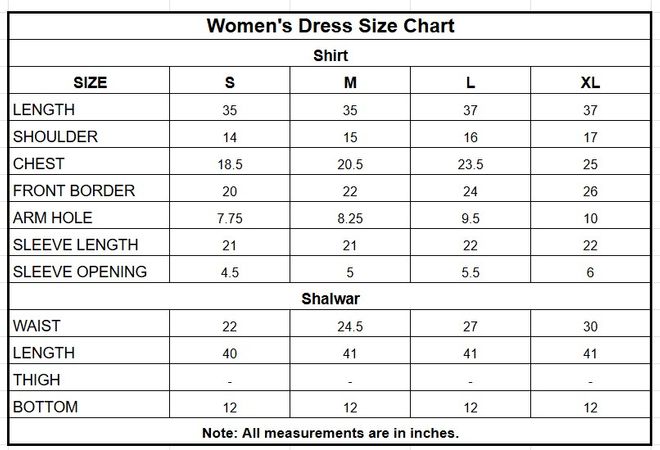 Chambray Katan 3PC | 9826 size chart