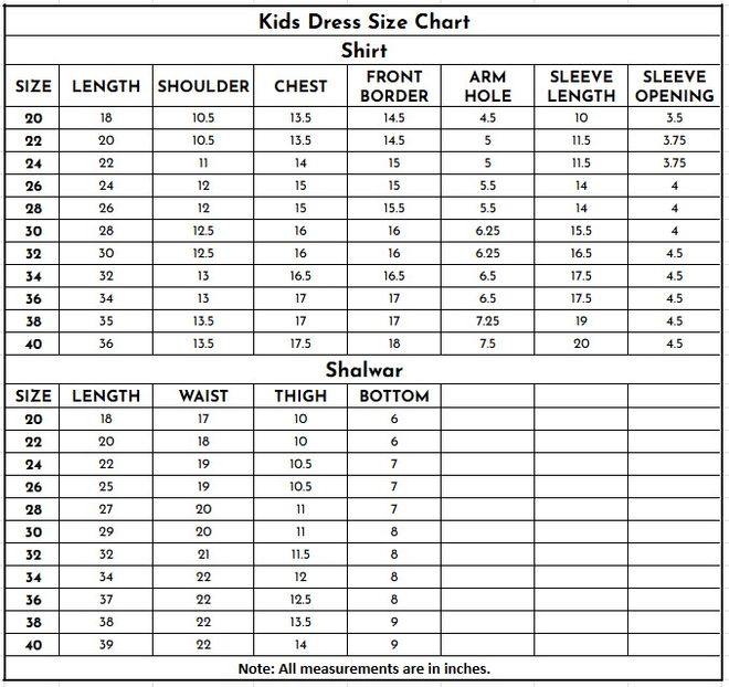 Kids Plain Paper Katan 3PC | 1142 size chart