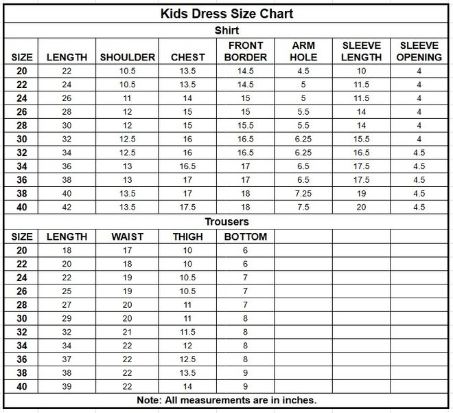 Kids Danedar Chiffon 3PC | 1178 size chart