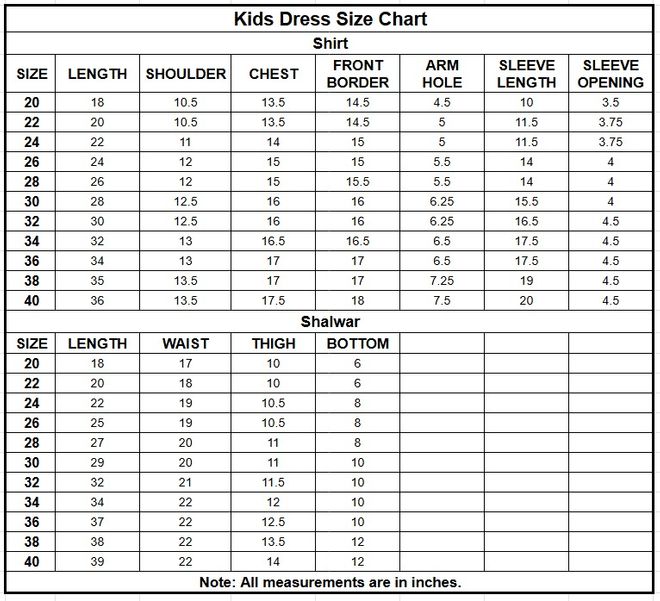 Kids Plain Paper Katan 3PC | 1179 size chart