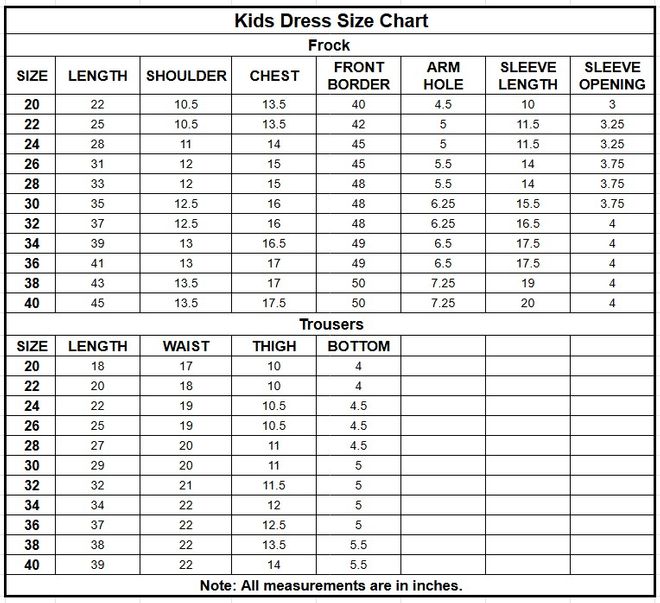 Kids Plain Paper Katan 3PC | 1182 size chart