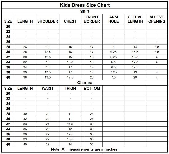 Kids Raw Silk 3PC | 16427 size chart