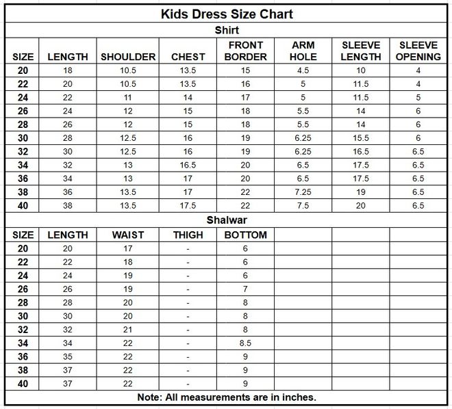 Kids Jacquard Cotton Viscose 3PC | 17494 size chart