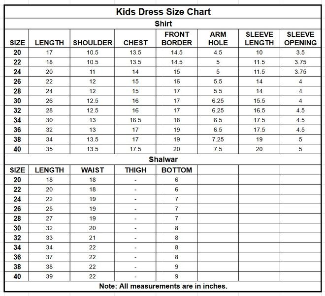 Kids Semi Pure Tissue 3PC | 2316 size chart