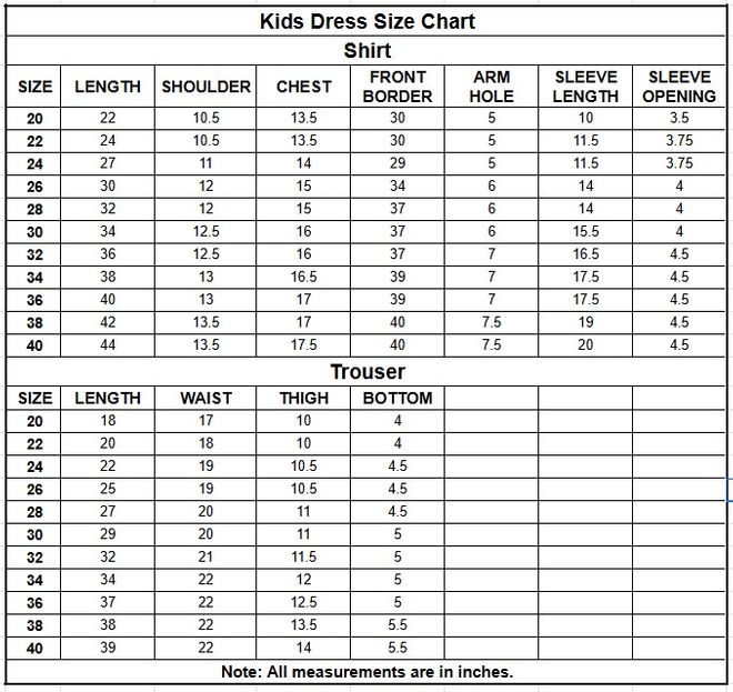 Kids 3 Piece Bindi Badla | 4081 size chart
