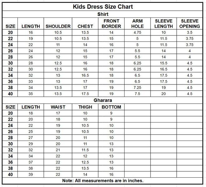 Kids Plain Paper Katan 3PC | 9735 size chart