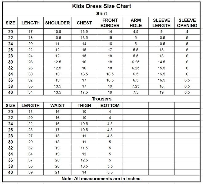 Kids Cross Slub Cotton 2PC | 1321 size chart