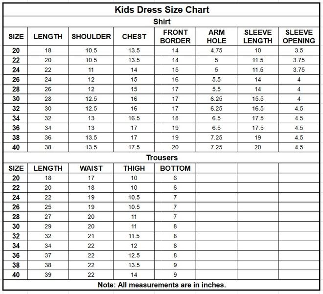 Kids Khaddar 2PC | 16475 size chart