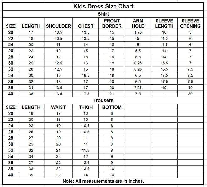 Kids Raw Silk 2PC | 16478 size chart