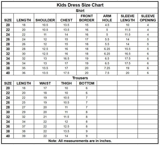 Kids Cotton 2PC | 17569 size chart