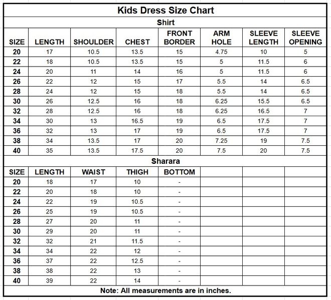 Kids Jacquard Cotton 2PC | 17582 size chart