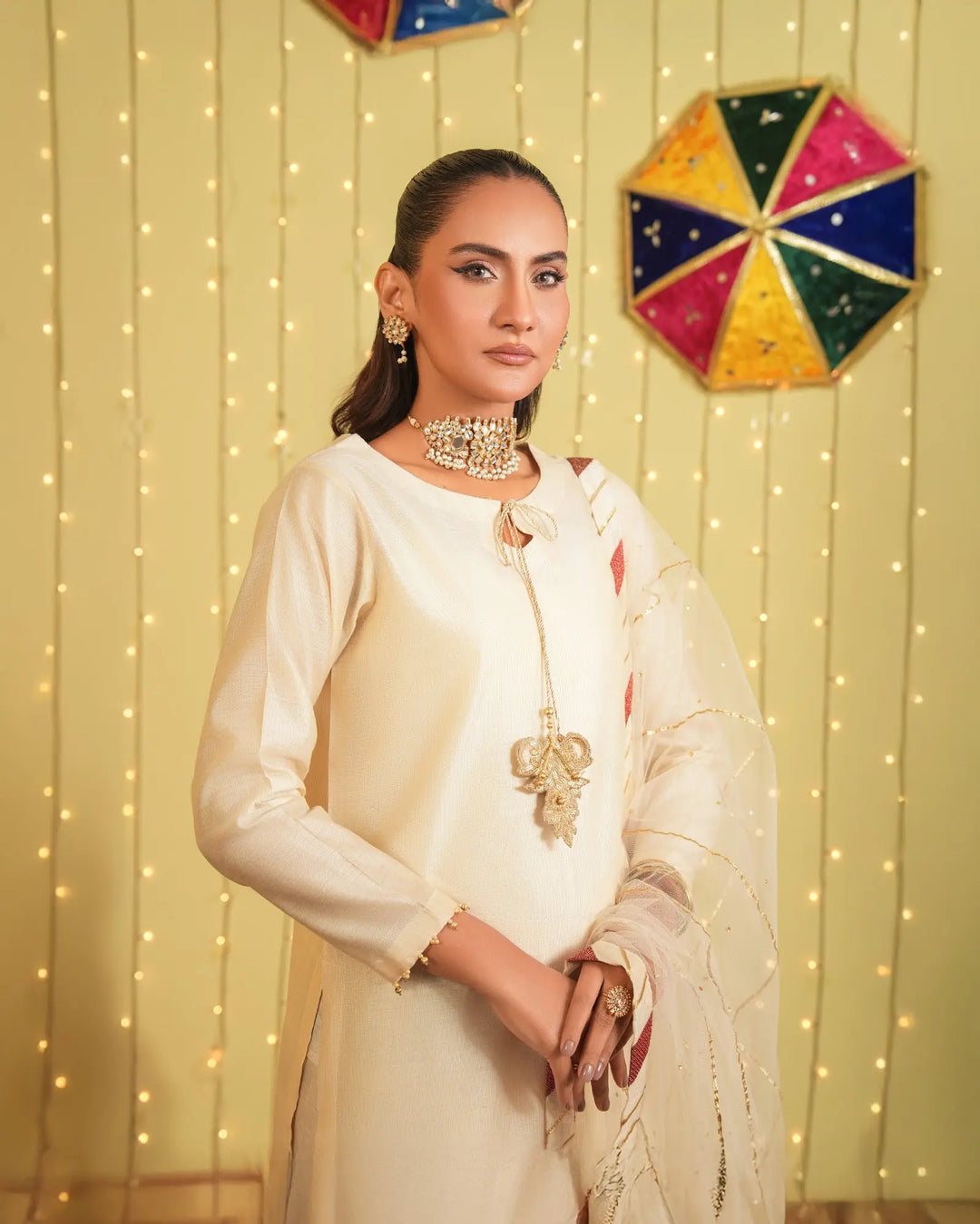 3 Piece Chambray Katan Suit Stitched | 9739-IG-S.KTN - Sha Posh Textile