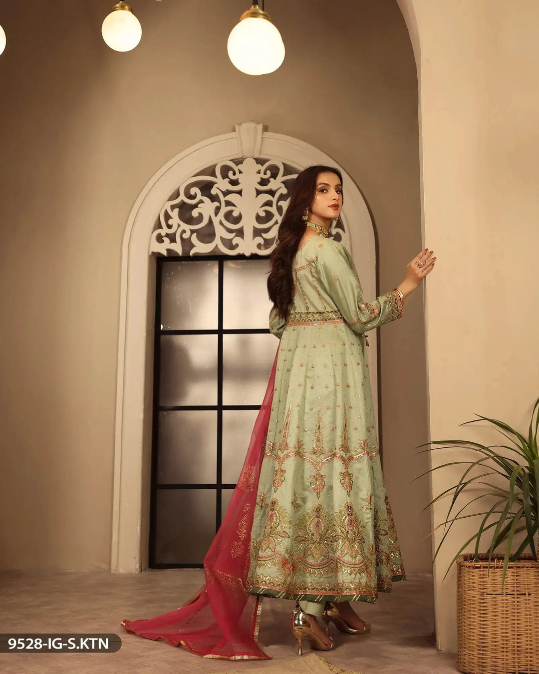 FORMAL 3PC EMBROIDERED MAXI | 9528-IG-S.KTN Sha Posh Textile