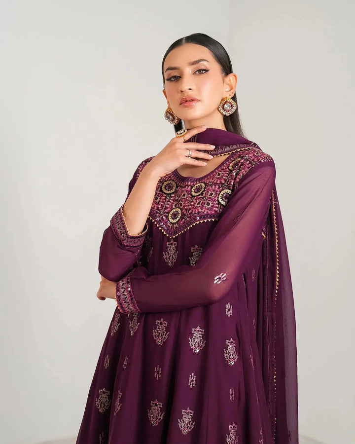 3-Piece Ready-to-Wear Chiffon Frock | 308-BG-CF Sha Posh Textile