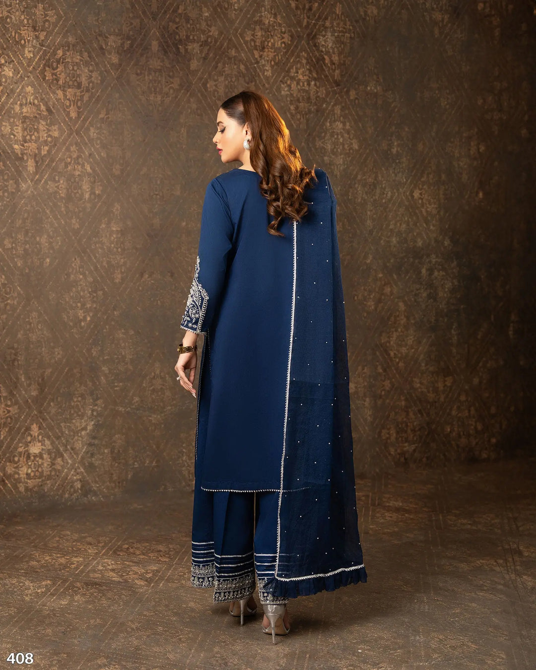 3 Piece Cotton Satin Suit | 408-AR-CT.ST - Sha Posh Textile